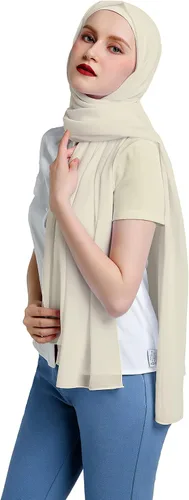 Miniatura 2 de Conjunto de bufanda de hiyab de gasa y gorro interior a juego, Hijab ligero de primera calidad para mujer