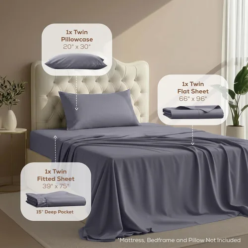 Miniatura 2 de Utopia Bedding Juego de sábanas Twin – Juego de sábanas de 3 piezas para cama tamaño Twin, microfibra suave y transpirable, incluye 1 sábana bajera