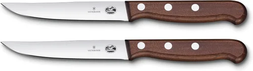 Miniatura 8 de Victorinox Juego de cuchillos de madera de 2 piezas de 4.75 pulgadas, hoja de punta de lanza dentada, asas de madera