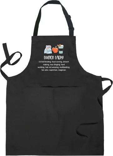 Miniatura 7 de Delantales de Señora del Almuerzo con Bolsillos, Regalos para Señoras del Almuerzo, Regalos para Trabajadores de Cafetería, Delantal Ajustable