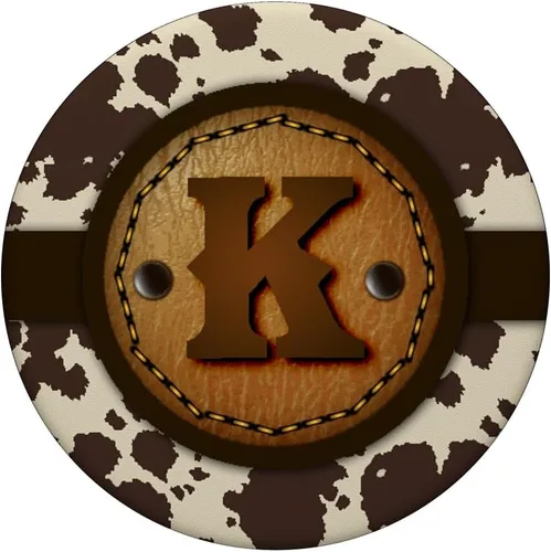 Miniatura 3 de Brown Cow Western Print Monogram - Letra inicial K PopSockets intercambiable PopGrip