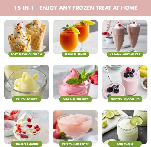 Miniatura 7 de GreenPan Máquina para hacer helados y granizados, suave, sorbete, margaritas, batidos, yogur congelado, sin precongelación, listo en 15 minutos, 6