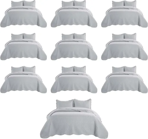 Miniatura 101 de IR Imperial Rooms Velvet Twin Quilt Bedspread Comforter Bedding Set 2 Pcs Diamond Pattern - (68"x86") Bedspread Coverlet + 1 Pillow Shams