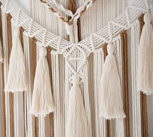 Miniatura 7 de Jakalin Decoración grande de macramé para colgar en la pared, paneles bohemios, hechos a mano, arte de pared para sala de estar, dormitorio