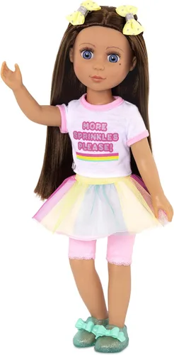 Miniatura 13 de Glitter Girls – Muñeca de moda de 14 pulgadas – Cabello castaño y ojos azules – Vestido rosa, zapatos brillantes y lazo para el cabello – Muñecas