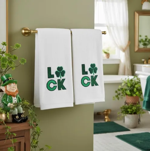 Miniatura 3 de Serafina Home Toallas de mano de baño irlandesas del día de San Patricio: suave y absorbente para invitados de cocina con bordado de trébol verde