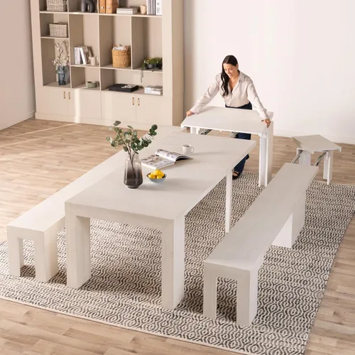 Miniatura 31 de Transformer Table - Mesa de comedor extensible de madera maciza, asientos 2-12, mesa de comedor expandible, muebles que ahorran espacio, muebles