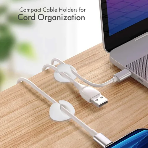 Miniatura 5 de Prácticos clips para cables – Soportes para cables compactos y adhesivos para organización de cables – Protectores de cables con respaldo adhesivo