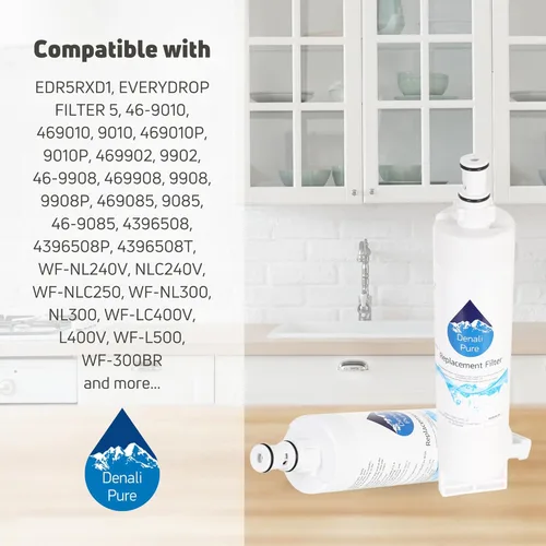 Miniatura 9 de Filtro de agua de repuesto para refrigerador Whirlpool GC5SHGXLQ01 - Compatible con cartucho de filtro de agua para refrigerador Whirlpool 4396508