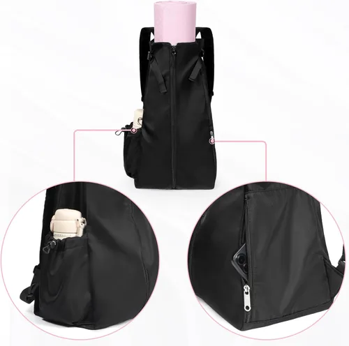 Miniatura 7 de WOMACO Bolsa para esterilla de yoga, portador de bloques de yogamat ajustable con correas de mochila y bolsillos laterales, mochila de yoga