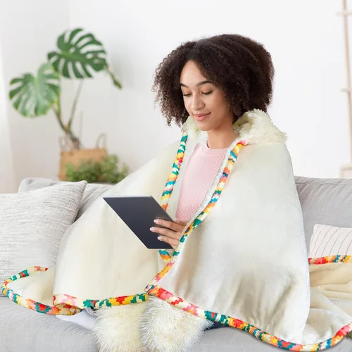 Miniatura 5 de Manta con Capucha de Llama Alpaca Usable para Adultos – Mullida Súper Suave Cálida Acogedora de Franela de Felpa y Sherpa Sudadera con Capucha Manta