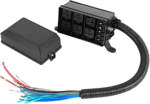 Miniatura 2 de Kit de caja de relés de fusibles de 12 ranuras, caja de 6 relés K 6 ATC/ATO Bloque de soporte de fusibles para automóviles y barcos, bahía de motor
