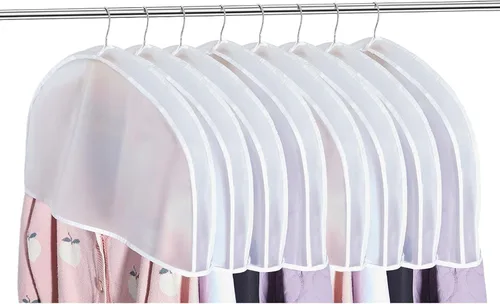 Miniatura 13 de Patelai 8 fundas de hombro para colgar ropa de 24 x 12 pulgadas, fundas de plástico transpirables para colgar ropa, protectores contra el polvo