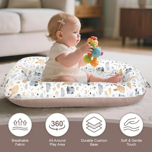 Miniatura 6 de Tumbona para bebé, tumbona para recién nacido de 0 a 24 meses, portátil y suave, regalos esenciales para bebés, tumbona portátil transpirable