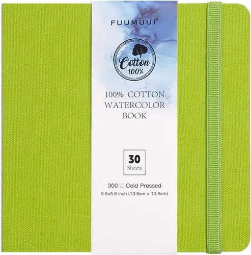 Fuumuui - Diario de acuarela, libro de acuarela de 5.5 x 5.5 pulgadas con 30 hojas, papel de algodón de 140 libras (300 GSM) para pintar, dibujar,
