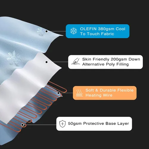 Miniatura 4 de Beautyrest Protector de colchón con calefacción King – Calentador de cama eléctrico fresco al tacto, funda para todas las estaciones, 5 niveles