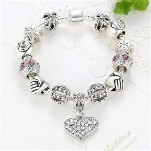 Miniatura 4 de Muerdou - Pulsera con dijes de mariposa y flor y cuentas de cristal de Murano para niñas y mujeres