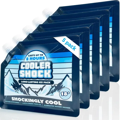 Cooler Shock - Bolsas de hielo reutilizables para enfriadores - Paquetes de congelador fríos de larga duración para enfriadores y loncheras - Bolsas