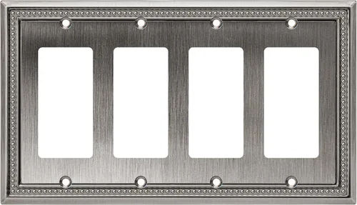 Miniatura 125 de Henne Bery Sunken Pearls - Placa de pared decorativa resistente para interruptor, cubierta para tomacorrientes (doble dúplex, níquel satinado)