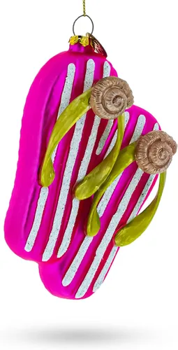 Miniatura 2 de Pretty Pink Flip Flops Slippers Glass Christmas Ornament