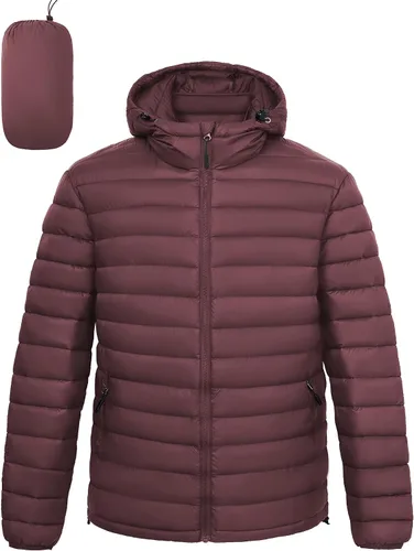 Miniatura 7 de Chaqueta acolchada ligera y plegable para hombre, con capucha, aislada, resistente al agua, para esquí, senderismo, viajes