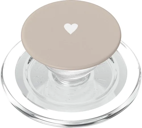 PopSockets MagSafe PopGrip de arte digital minimalista con diseño de corazón dibujado a mano color arena y beige para iPhone