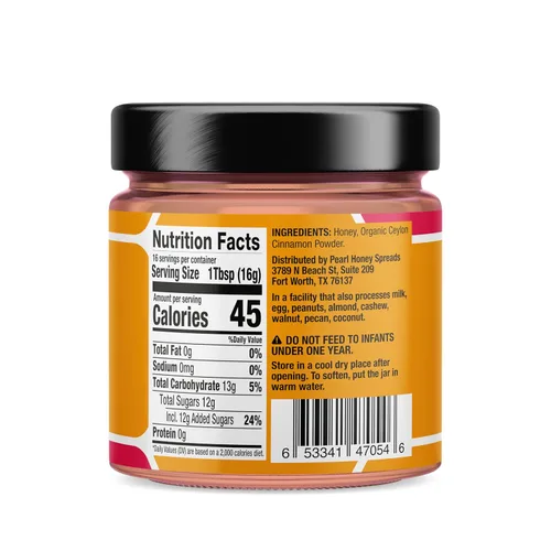 Miniatura 2 de Pearl Honey Spreads - Miel cruda en crema orgánica con sabor a canela - Sin químicos, sin lácteos, sin soja y 100% con sabor natural Tarro de 8.8
