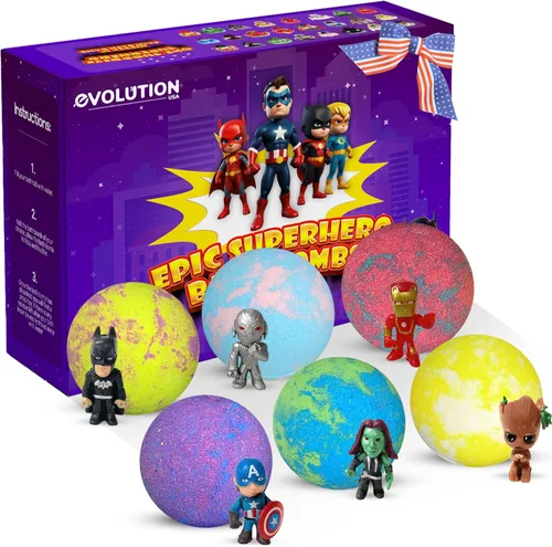 Miniatura 20 de EvolutionUSA Juego de 12 bombas de baño Bloom con juguetes, adorable set de bombas de baño para niñas, bombas de baño burbujeantes para niños, bola
