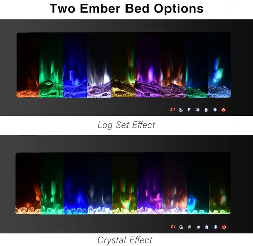 Miniatura 3 de Chimenea eléctrica de 50 pulgadas, chimenea silenciosa montada en la pared, chimenea LED para sala de estar, chimenea eléctrica empotrada, chimenea