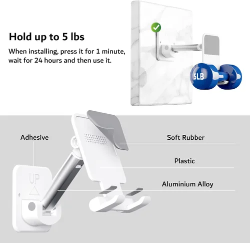 Miniatura 4 de pzoz Soporte de pared para teléfono celular, extensible y ajustable para espejo, baño, ducha, dormitorio, cocina, caminadora, compatible con iPhone