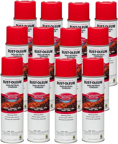Miniatura 8 de Rust-Oleum 264697-12PK Industrial Choice M1400 System Pintura en aerosol de marcado de construcción a base de agua, 17 onzas, naranja fluorescente