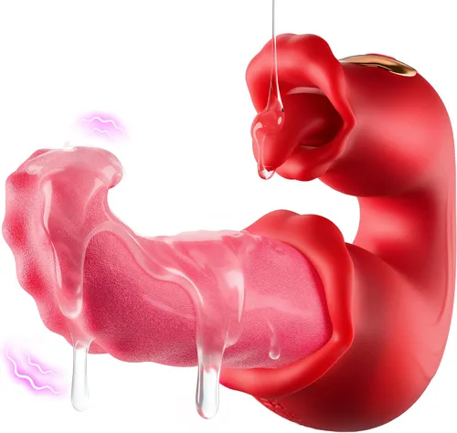 Vibrador de Juguetes Sexuales, Juguetes para Adultos para Mujeres, Vibradores de Empuje, Consolador Rose, Juguete Sexual con 10 Modos de Lamer y
