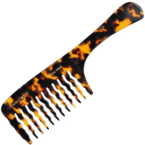Miniatura 10 de Giorgio G53 - Peine de dientes anchos para cabello rizado y grueso, desenredante grande hecho a mano para cabello húmedo o seco, pulido a mano