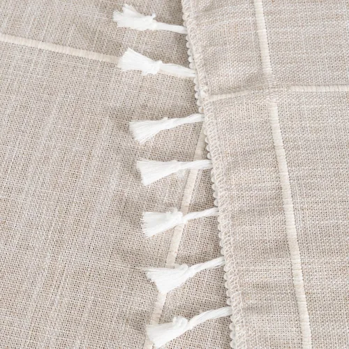 Miniatura 5 de Oubonun Mantel rectangular de lino de algodón, resistente a arrugas, impermeable, lavable, estilo casa de campo, con borlas, para cocina, comedor