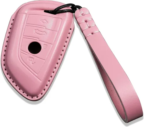 Miniatura 7 de Funda para llavero BMW de piel auténtica con llavero, protector de cuero para llave de automóvil, compatible con llave remota inteligente 2 5 6 7