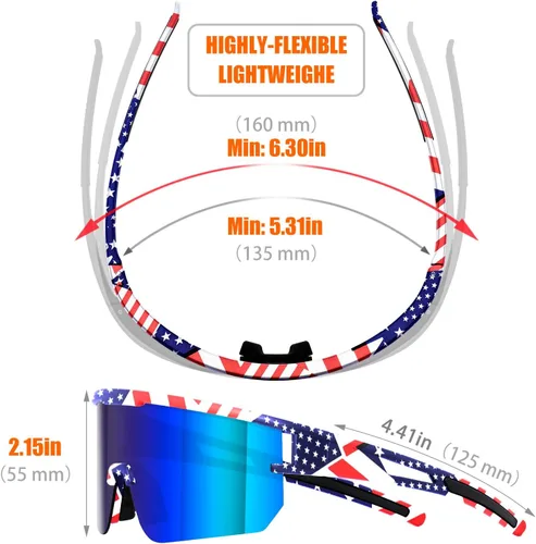 Miniatura 4 de Gafas de sol polarizadas para hombres y mujeres UV400 gafas de béisbol para MTB montar en bicicleta, correr, conducir bicicleta Ve-jh156-rayas