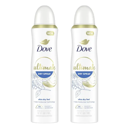 Miniatura 13 de Dove Ultimate Dry Spray antitranspirante de peonía y agua de rosas, 2 unidades para 72 horas de protección contra el sudor y el olor con tecnología