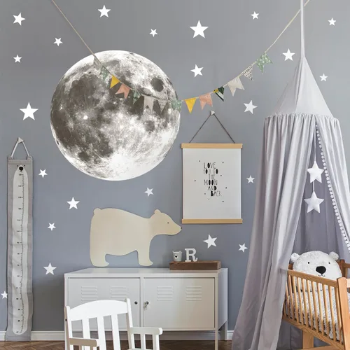 Miniatura 9 de 2 hojas de calcomanías de pared espaciales removibles 3D para despegar y pegar, calcomanías de pared y murales de vinilo galaxia espacio exterior