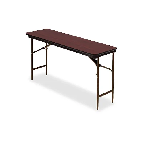 Miniatura 2 de Iceberg OfficeWorks - Mesa plegable de madera laminada comercial, mesa rectangular multiusos de 60 pulgadas, parte superior gris y marco de carbón