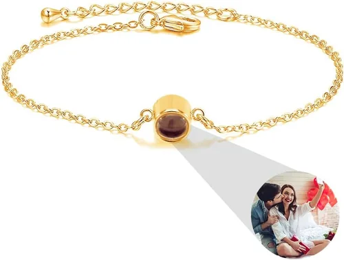 Pulsera personalizada con imagen en el interior, pulseras de proyección con fotos, regalos de aniversario para mujeres, pareja, novia, novio