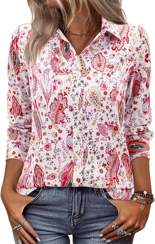Miniatura 20 de siliteelon Camisas de vestir con botones para mujer, camisas de vestir de manga larga, algodón de corte clásico