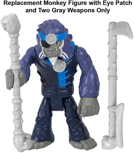 Miniatura 5 de Fisher-Price Pieza de repuesto Imaginext Gorilla Fortress Playset – HML57 – GYX00 ~ Figura de mono posable de repuesto con parche en el ojo y dos