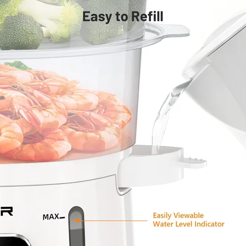 Miniatura 6 de Vaporizador Eléctrico de 13.7QT para Cocinar, Vaporizador de Vegetales con 3 Niveles Libres de BPA, Vaporizador Digital con Programa, 800W de Cocina