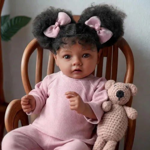 Miniatura 5 de BABESIDE Muñecas realistas de bebé Reborn de niña negra, cuerpo de vinilo suave de 20 pulgadas, muñecas de bebé recién nacidas hechas a mano