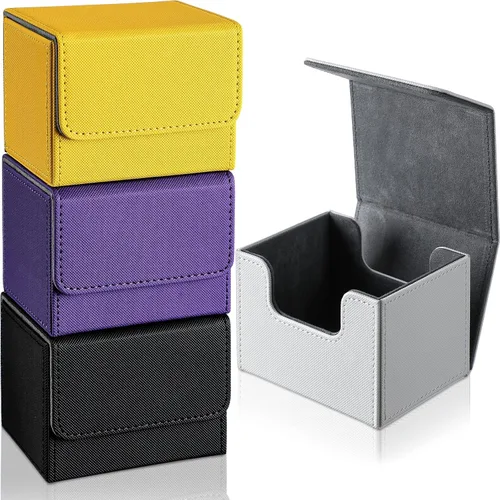 Miniatura 12 de Yookeer 4 cajas de cuero para cartas, caja de juego de cartas para coleccionar, compatible con MTG Commander (rosa, naranja, arena, gris, horizontal)
