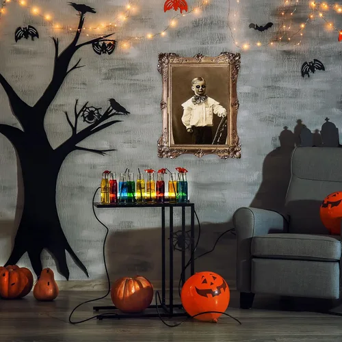 Miniatura 6 de Decoraciones de Halloween, fotos de terror de cara cambiante en 3D, retratos en movimiento, fotos embrujadas, retratos de mansión gótica, marco