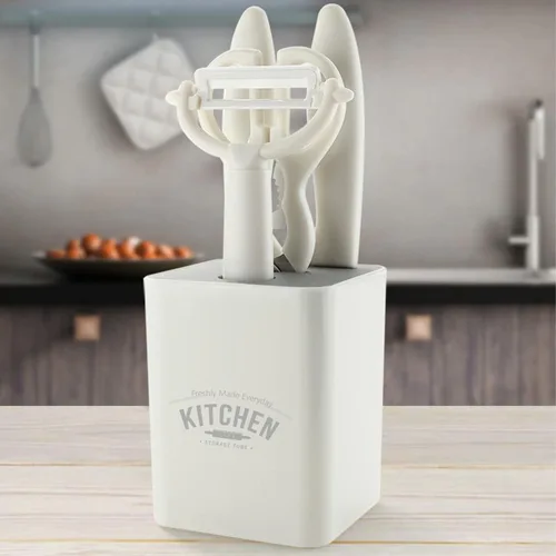 Miniatura 3 de Juego de cuchillos con bloque, juegos de cuchillos de cocina de 5 piezas con cuchillos de acero inoxidable, tijeras y pelador para carne de frutas