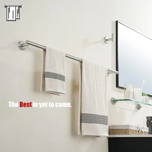 Miniatura 5 de JQK Barra de Toalla de Baño, 33 Pulgadas de Acero Inoxidable 304 Grueso de 0.8mm Soporte de Toalla Individual para Baño, Soporte de Toalla