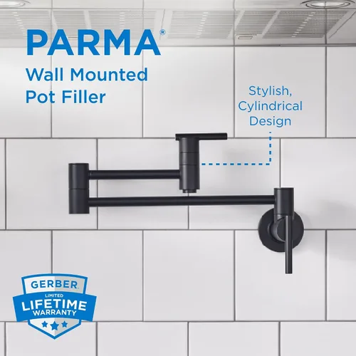 Miniatura 2 de Gerber Llenadora de ollas de montaje en pared Parma para fontanería Negro satinado