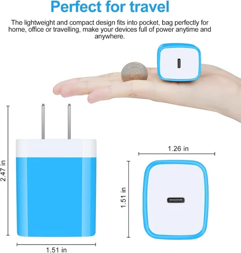 Miniatura 4 de Cargador de pared USB C, bloque de carga rápida PD tipo C de 20 W y cable de 6 pies compatible con Google Pixel 10/10 Pro XL/9a/9 XL 8a 8 7a 7 6 5